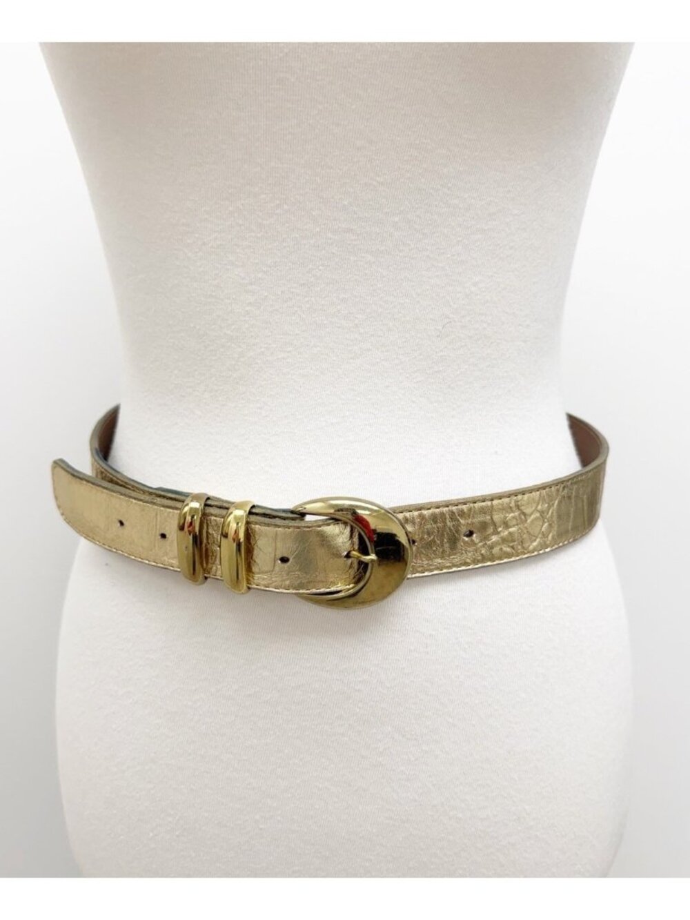 r. olivieri designs Women's vintage gold Genuine Leather Belt 90s Y2K